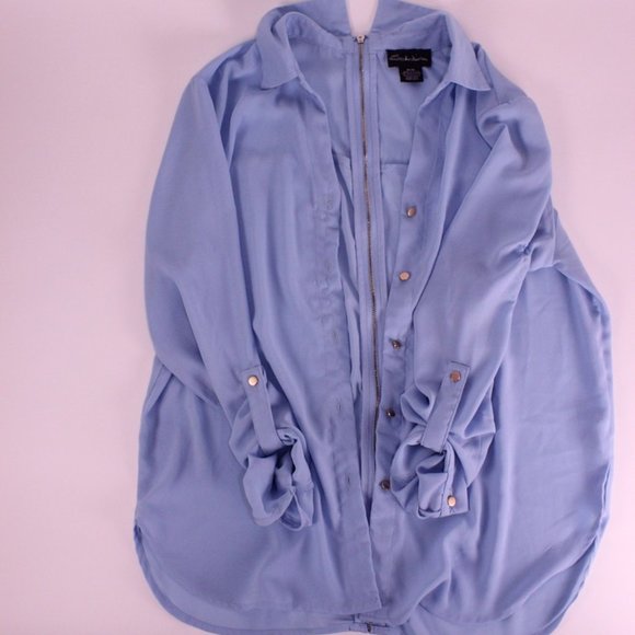 Light Blue Button Down Blouse - Picture 3 of 6